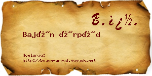 Baján Árpád névjegykártya