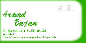 arpad bajan business card
